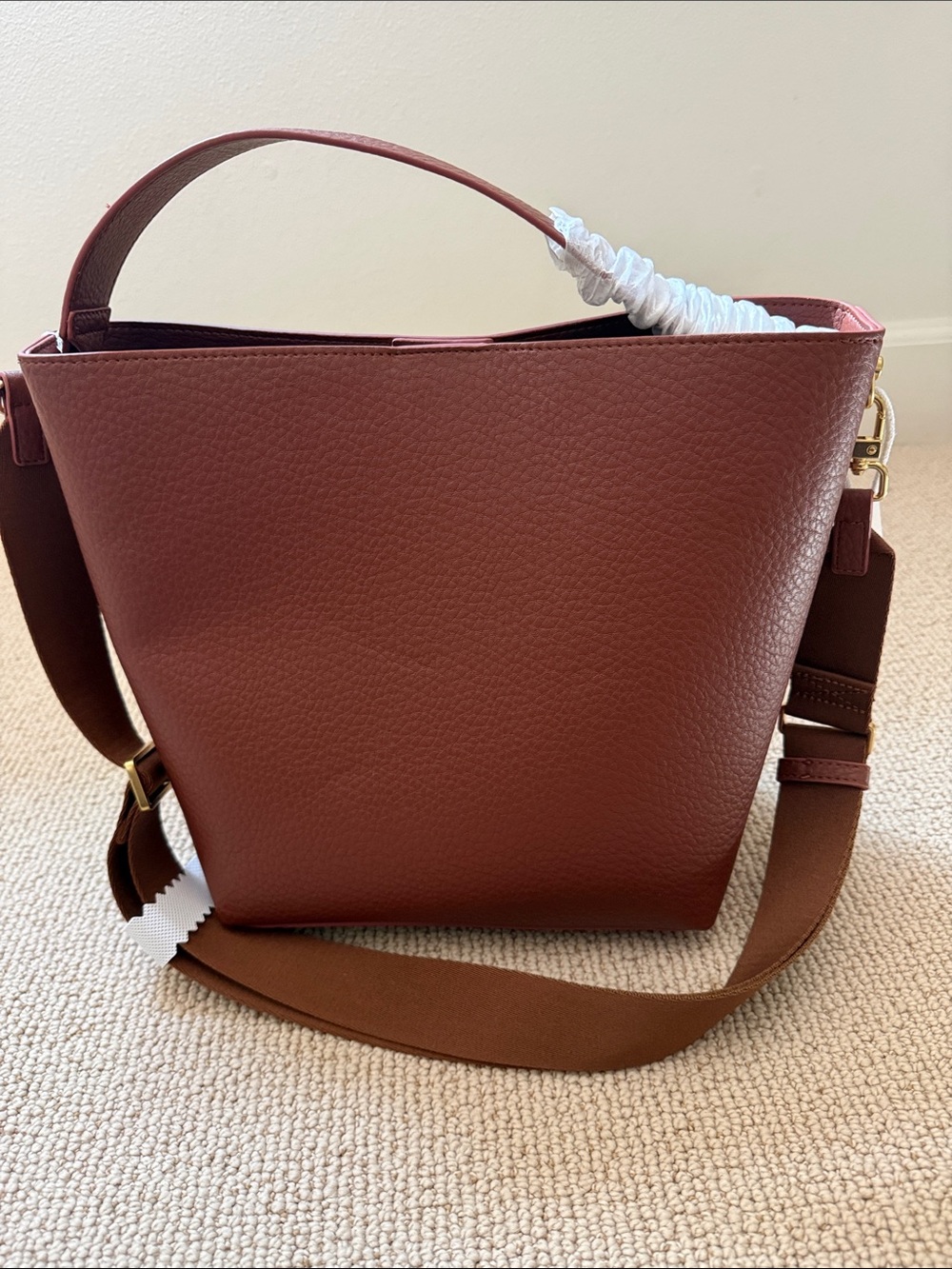 Nwt Brown Faux Leather Bucket Bag